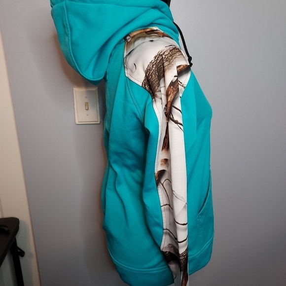 Huntworth 1/4 Zip Hoodie Blue/White Camo Size: Small - Picture 4 of 14